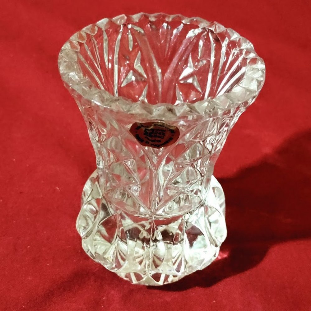 Zajecar Hand Cut Lead Crystal Bud Vase Toothpick Holde